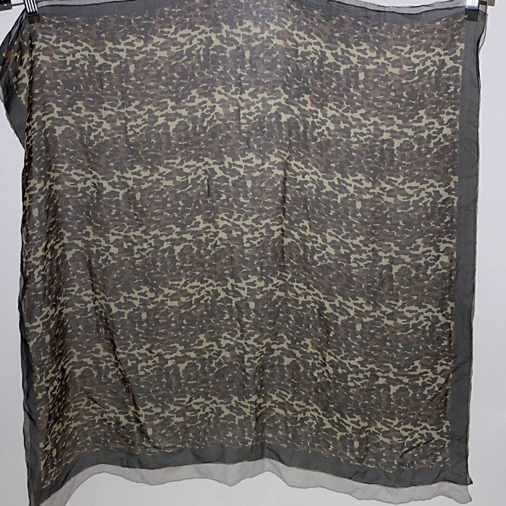 Brown Black Animal Print Rectangular Fashion Sheer Scarf Size 29 x 32